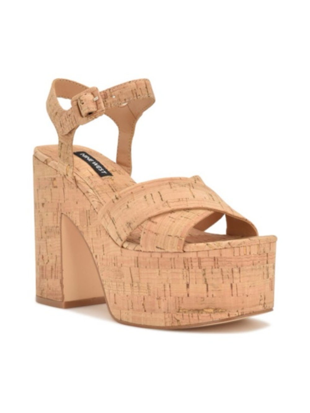 Nine West Rilay Cork-Look Platform Sandals in Tan